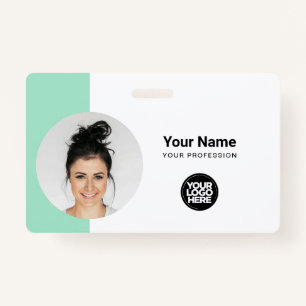 Modern ID Card Minimalist QR Round Photo Badge