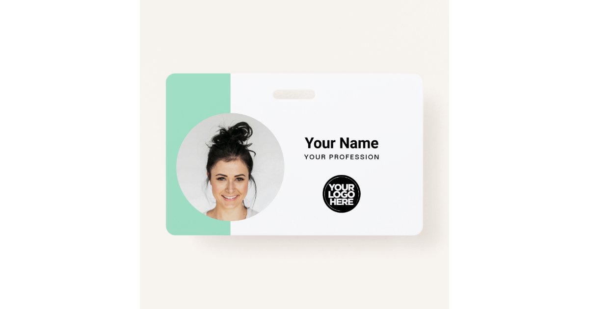 Modern ID Card Minimalist QR Round Photo Badge | Zazzle