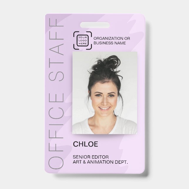 Modern ID Card Office Staff Employee Barcode Logo Badge (Front)