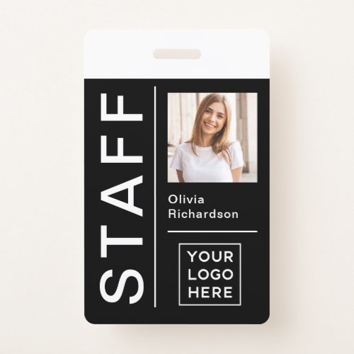 Modern ID for Company Staff  Black Photo and Logo Badge