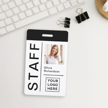 Modern Id For Company Staff With Photo And Logo | Badge by christine592 at Zazzle