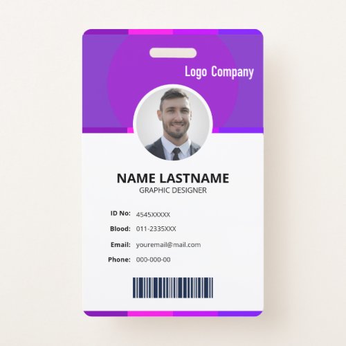 Modern ID Identification Card Photo Badge