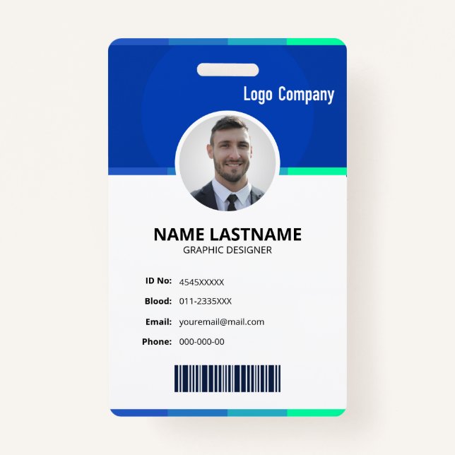 Modern ID Identification Card Photo Badge (Front)