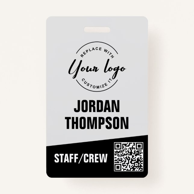 Modern ID Minimalist QR code Custom logo Badge (Front)