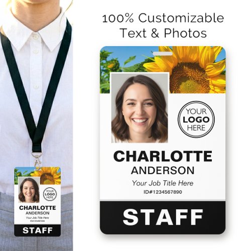 Modern ID Photo Business Employee Logo Black Staff Badge
