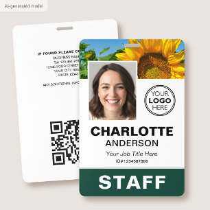 Modern ID Photo Business Employee Logo Green Badge