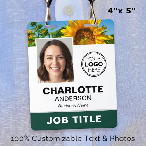 Modern ID Photo Business Logo QR Green Custom Badge