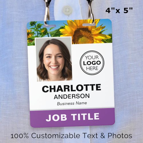 Modern ID Photo Business Logo QR Purple Custom Badge