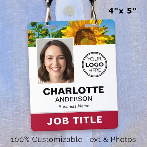 Modern ID Photo Business Logo QR Red Custom Badge