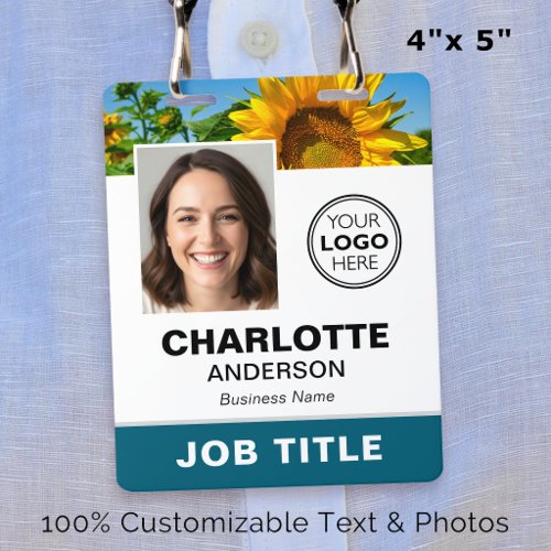 Modern ID Photo Business Logo QR Teal Custom Badge