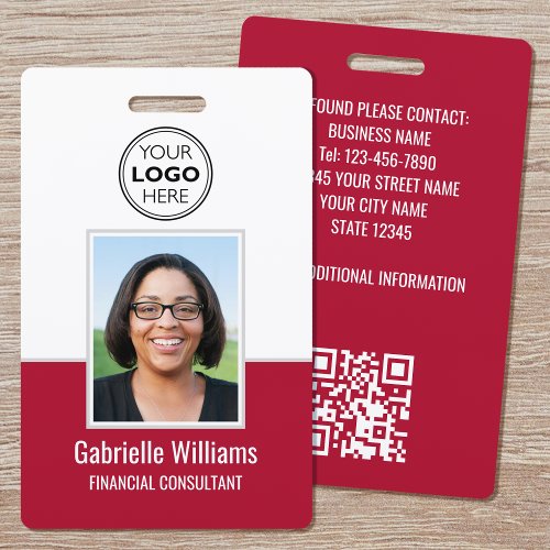 Modern ID Photo Business QR Security Red Badge