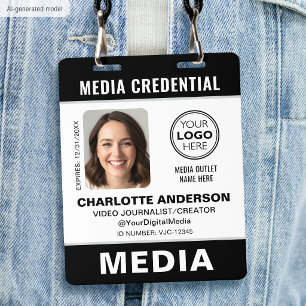 Modern ID Photo Media Press Logo Security Black Badge