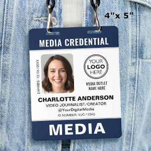 Modern ID Photo Media Press Logo Security Blue Badge