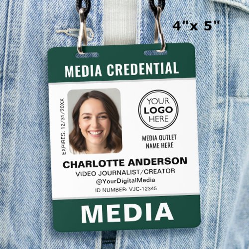 Modern ID Photo Media Press Logo Security Green Badge