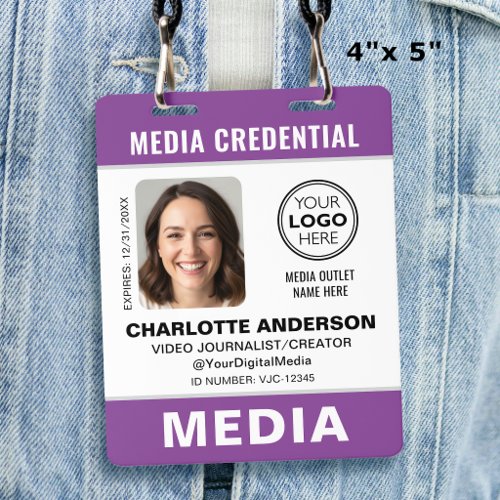 Modern ID Photo Media Press Logo Security Purple Badge