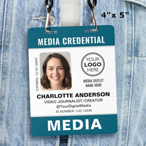 Modern ID Photo Media Press Logo Security Teal Badge