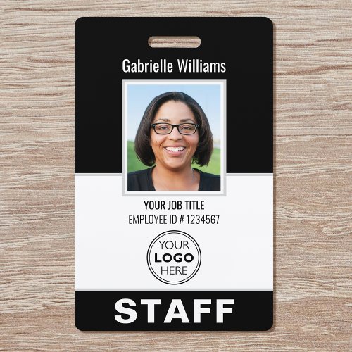 Modern ID Photo Security Staff Pass Black Custom Badge