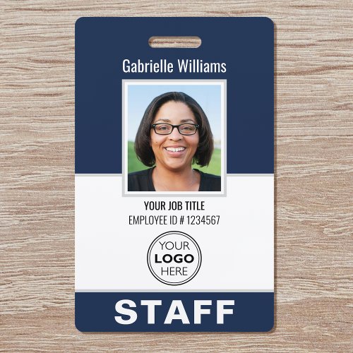 Modern ID Photo Security Staff Pass Blue Custom Badge