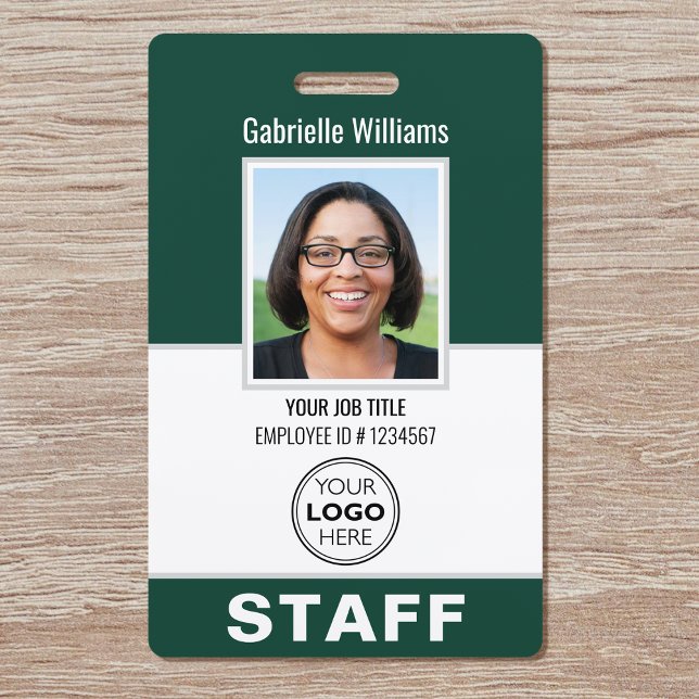 Modern ID Photo Security Staff Pass Green Custom Badge (Creator Uploaded)