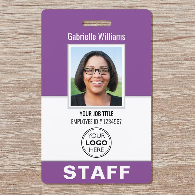 Modern ID Photo Security Staff Pass Purple Custom Badge (Creator Uploaded)