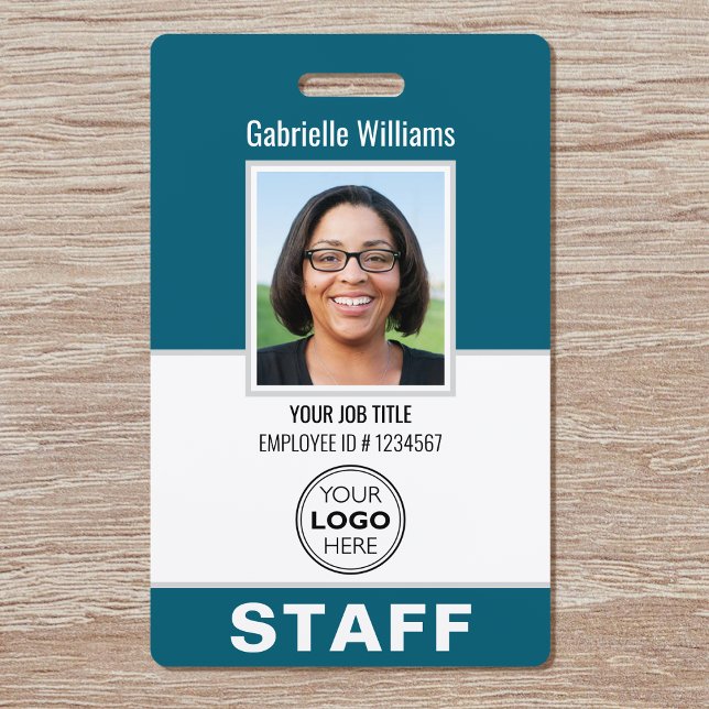 Modern ID Photo Security Staff Pass Teal Custom Badge (Creator Uploaded)