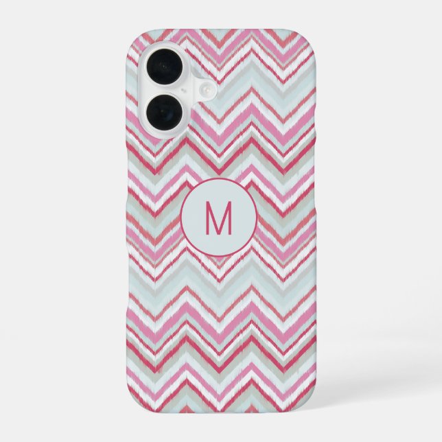 Modern Ikat Chevron Stripe Monogram Initial Iphone Case (Back)