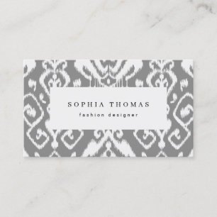 Modern ikat pattern gray professional business car card