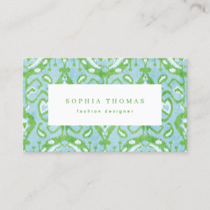 Modern ikat pattern green professional business card