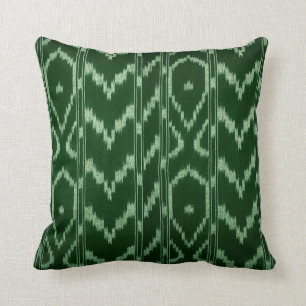 Modern Ikat Tribal Chevron   forest green mint Throw Pillow