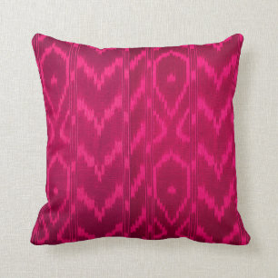 Modern Ikat Tribal Chevron   hot pink fuchsia Throw Pillow