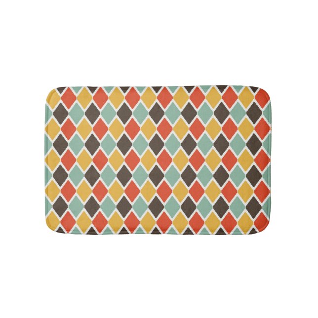 Modern ikat tribal fashion pattern bathroom mat (Front)
