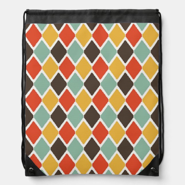 Modern ikat tribal fashion pattern drawstring bag (Front)