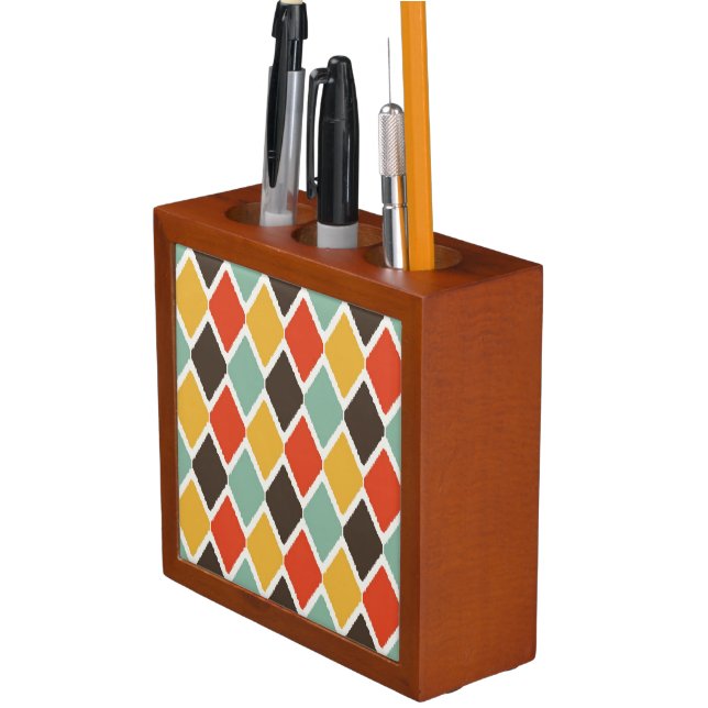Modern ikat tribal fashion pattern pencil holder (In Situ)