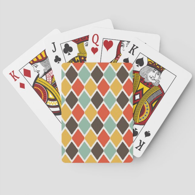 Modern ikat tribal fashion pattern poker cards (Back)