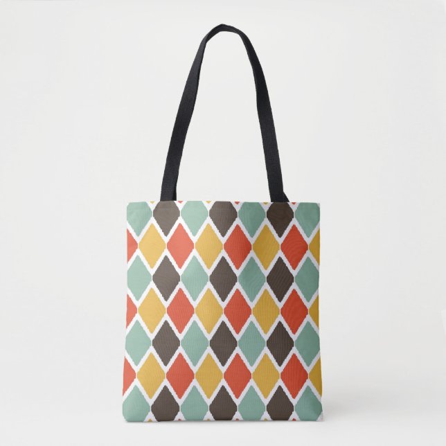 Modern ikat tribal fashion pattern tote bag (Front)
