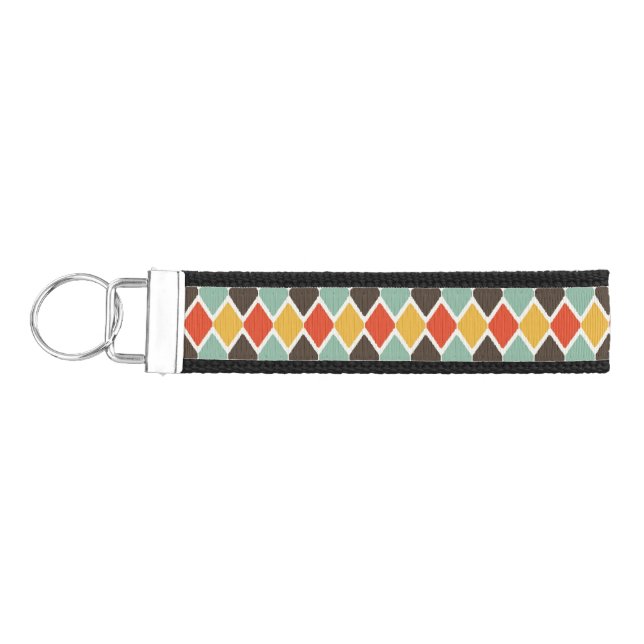 Modern ikat tribal fashion pattern wrist keychain (Keys on Left)