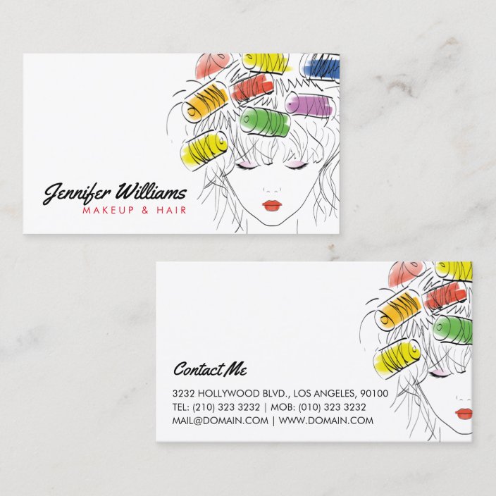 Modern Illustrated Hairstylist Makeup Beauty Salon Business Card Zazzle Com