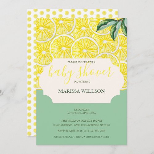 Modern Illustrated Lemon Slices Watercolor Art Invitation