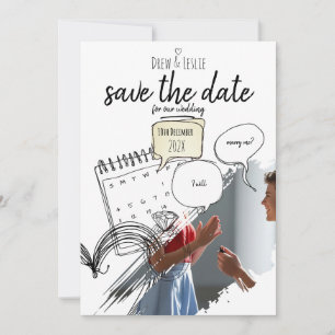 Modern Illustrated Love Story Minimal Courthouse Save The Date