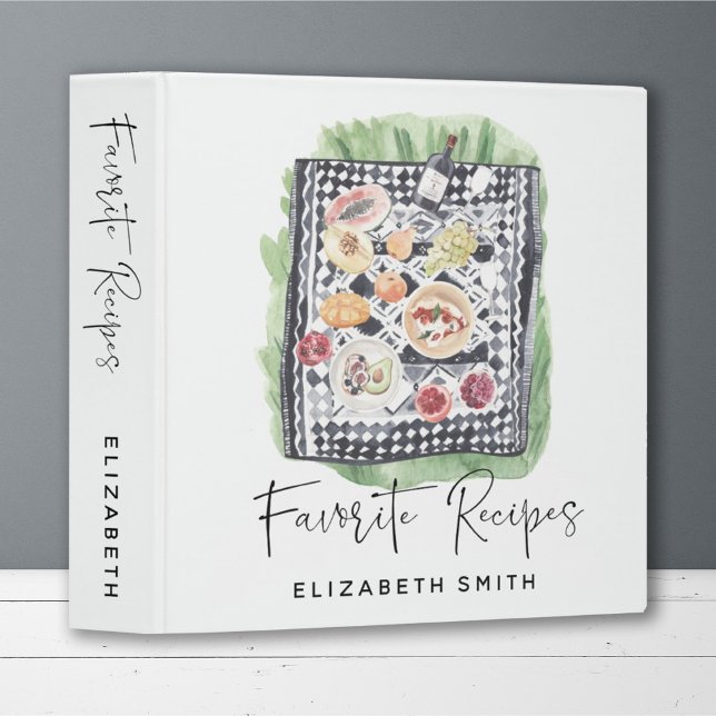 Modern Illustrated Picnic Scene Recipes 3 Ring Binder (Creator Uploaded)
