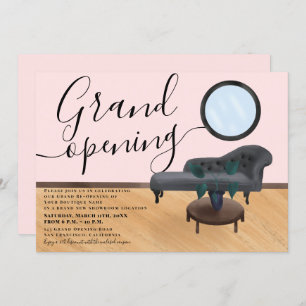 Modern illustration beauty salon grand opening invitation