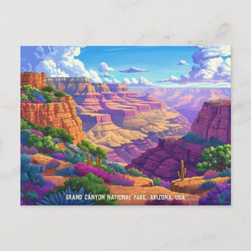 Modern illustration of Grand Canyon National Park Postcard