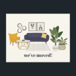 Modern Illustration We Moved New Home Address  Postcard<br><div class="desc">Modern We've Moved New Home Moving Announcement Postcard with a Fun Modern Living Room Illustration</div>