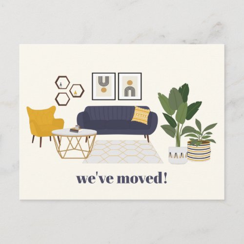 Modern Illustration We Moved New Home Address  Postcard