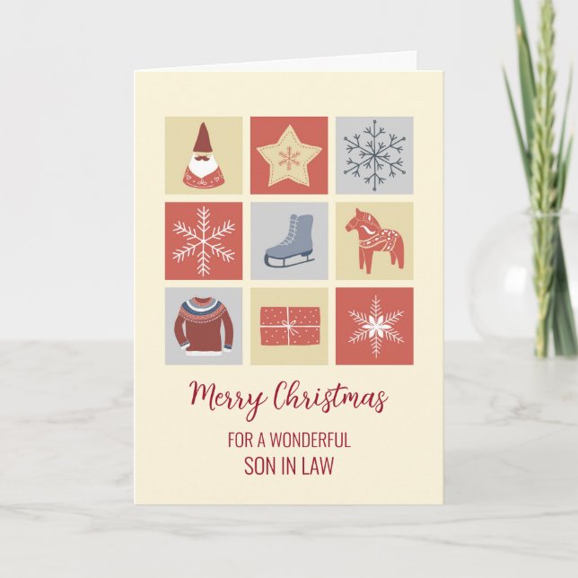 Modern Illustrations Son in Law Merry Christmas Card (Front)