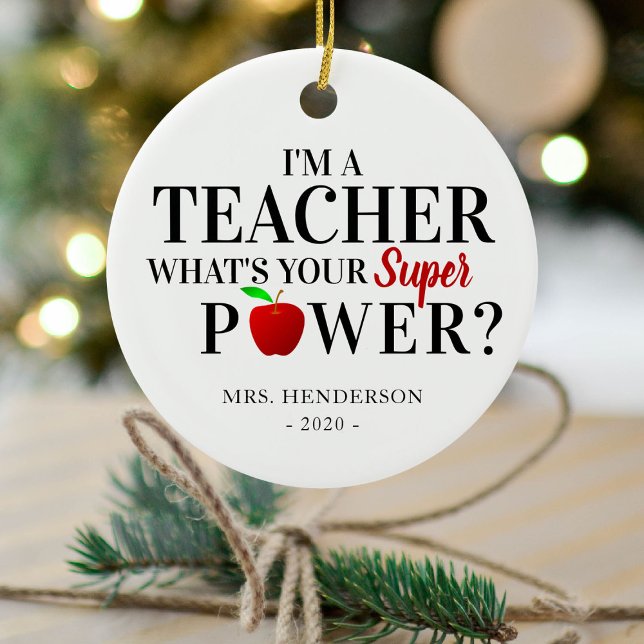 Modern 'I'm a Teacher' | Teacher Appreciation Gift Ceramic Ornament (Creator Uploaded)
