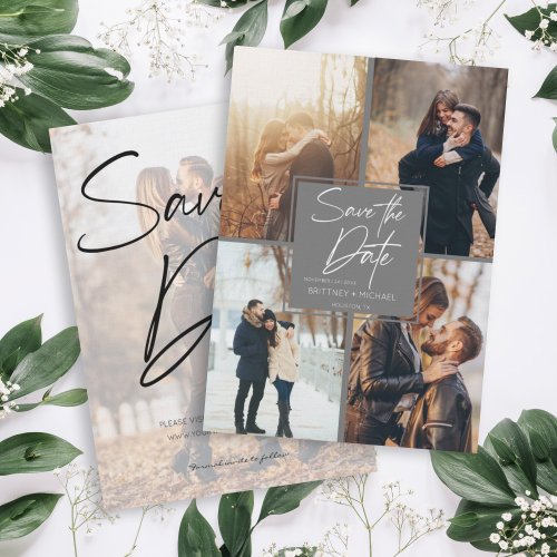 Modern Image Collage Grey Save The Date