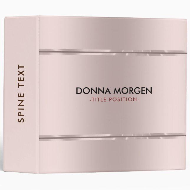 Modern Image of shiny rose-gold  3 Ring Binder (Front/Spine)