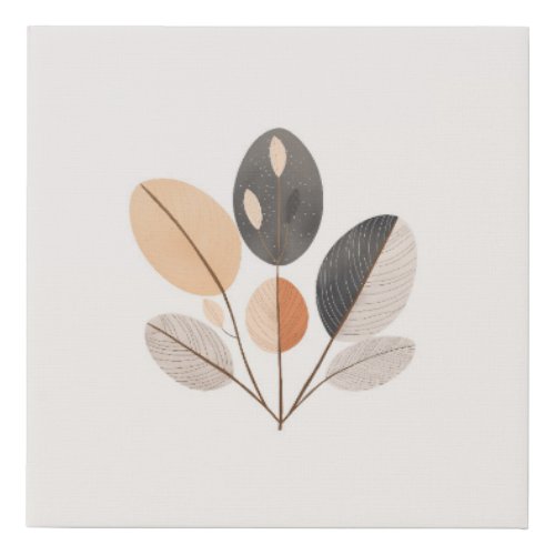Modern imaginative leaf design faux canvas print