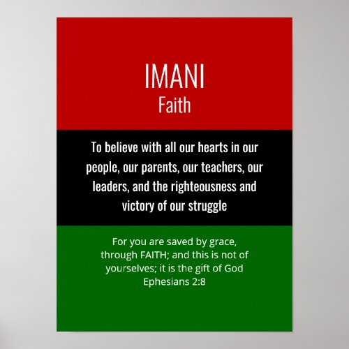 Modern IMANI Faith Christian Kwanzaa Poster